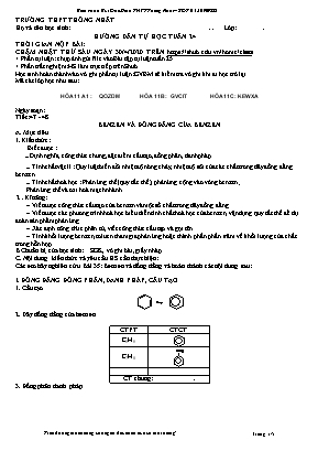 Hướng dẫn tự học Hóa học Lớp 11 - Tiết 47+48 Benzen và đồng đẳng của benzen - Năm học 2019-2020 - Bùi Đức Minh